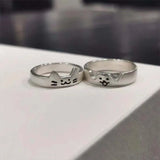 Daiiibabyyy  Fashion Adjustable Cat Dog Couple Rings for Women Simple Design Overlapping Wear Cute Gifts Rings for Girlfriend Wedding Jewelry