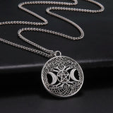 DAIIIBABYYY  -  Triple Moon Goddess Five pointed Star Stainless Steel Necklace Men's and Women's Fashion Ultra Natural Jewelry Gift