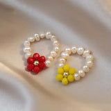 Daiiibabyyy  High Quality Sweet Flower Design Natural Freshwater Pearl Female Party Ring Jewelry For Women Cheap Gifts