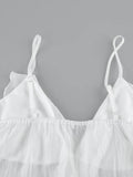 Daiiibabyyy  Women Sexy Stain Ruffled Strap Top Lady Chic Lace Up See Though Thin Short Shirt New Summer Vacation Daily Street Blouse