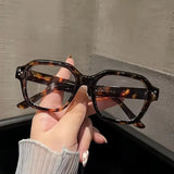 DAIIIBABYYY  -  Retro Leopard Anti Blue Light Computer Glasses Frame Women Oversized Men Trendy Fashion Eyeglasses Classic Spectacles Ouclos