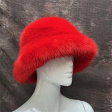 Daiiibabyyy  y2k Fluffy Faux Fur Bucket Hat Women Rabbit Fur Warm Thick Plush Winter Hat Lady Luxury Fashion Furry Panama Fisherman Cap