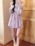 Daiiibabyyy  New Lace Patchwork Sweet Dresses for Women Vestidos De Mujer Fashion  Off Shoulder Robe Femme Korean Bandage Pleated Dress