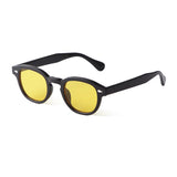 Daiiibabyyy  Vintage Fashion Shell Round Sunglasses Women Men Brand Design Retro Rivet Yellow Blue Lens Square Sun Glasses Female UV400