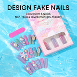 DAIIIBABYYY  -  24pcs Aquarium Starfish Shell Design False Nails Summer Sea Long Ballet Press on Nails Full Cover Wearable Fake Nail Patches