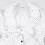 Daiiibabyyy  New Pure Desire Sexy Polka Dot Printed Bow Tie Button Down Shirt Casual Slimming Long Sleeved Top Women