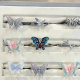DAIIIBABYYY  -  Blue Butterfly Drip Oil Enamel Open Ring Women's Party Shining Jewelry The Best Gift for A Girlfriend