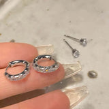 Daiiibabyyy  4Pcs/Set Silver Color Zircon Round Hoop Earrings for Women Exquisite Simple Metal Small Circle Huggie Earrings Jewelry Gifts