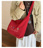 Daiiibabyyy  Fashion Preppy Letter Embroidery Shoulder Bag Vintage Y2k Aesthetic Kawaii Women's Handbags Casual All Match Ins Crossbody Bags