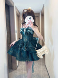 Daiiibabyyy  Oil Painting Style Princess Dress, Girl Starry Sky Lolita Dress Girl Cute Costume Party Dance Outfit