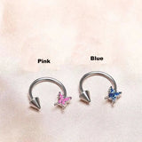 DAIIIBABYYY  -  1PC Cute Butterfly Lip Ring Stainless Steel Lip Piercing Vertical Labret  Spike Body Piercing Jewelry  16G Snake Bites