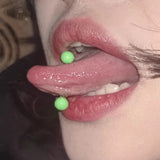 DAIIIBABYYY  -  1PC Soft Barbell Tongue Piercing colorful Flexible  invisible Tongue Jewelry Suitable for the healing period  14G Length 16mm