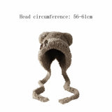 Daiiibabyyy  Cute Thickened Bear Ears Knitted Hat Warm Soft Bear Hat Windproof Coldproof Lei Feng Hat Winter Season Women Wear
