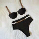 Daiiibabyyy  Sexy Bandage Bikini Set with Belt Female Brazilian Bikinis Halter Swimwear Women Swimsuit Bathing Suit Biquini