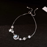 Daiiibabyyy  Cat's Eye Zircon Star Moon Pulling Bracelet for Women 2025 Korean Fashion Sweet Bracelets Design Sense Handkerchief Jewelry