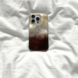 Daiiibabyyy  Whirlpool Pattern IND Coffee Gradient Dyeing Phone Case with Chain for iPhone 11 12 13 14 15 16 17 Pro Max