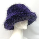 Daiiibabyyy  y2k Fluffy Faux Fur Bucket Hat Women Rabbit Fur Warm Thick Plush Winter Hat Lady Luxury Fashion Furry Panama Fisherman Cap