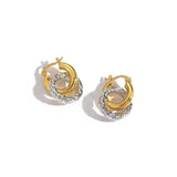 Daiiibabyyy Retro Cold Ins Style Two-Color Ring Interlocking Earrings New Personalized Simple Geometric Circle Earring Party Gift