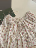 DAIIIBABYYY  -  Sweet Just V-neck Drawstring Floral Lace Shirt Women Gentle Lazy Wind Long Sleeve Top