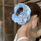 Daiiibabyyy  Cute Scrunchies Sweet Style Checkered Lace Four Layer Large Intestine Hair Band Hair Tie Bun Hairstyle Hair Band Hair Accessory