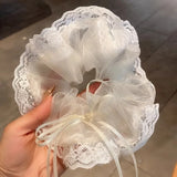 DAIIIBABYYY  -  Korean Luxury Ribbon Lace Large Scrunchies Female Girls White Sweet Hair Ropes Temperament Black Headband Fairy Ponytail Holder