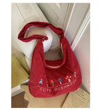 Daiiibabyyy  Fashion Preppy Letter Embroidery Shoulder Bag Vintage Y2k Aesthetic Kawaii Women's Handbags Casual All Match Ins Crossbody Bags