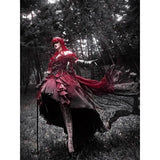 DAIIIBABYYY  -  Japan Halloween Red Floral Wedding Dress Lolita Dress Suit Lolita Heavy Industry Trailing Fluffy Princess Dress For Women