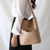 Daiiibabyyy Women Bucket Bag Korean style ladies Shoulder bag Casual Crossbody Bag Large Capacity PU Leather purse and hanbags Black bolsas