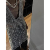 DAIIIBABYYY  -  V-neck Lace See Through Summer Dress Women Sleeveless Beach Style Korean Fashion Tank Tops Ladies Dresses Loose Chic Y2k