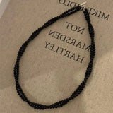 Daiiibabyyy  Handmade Red Color Agate Natural Stone Twist Rope Chain Double Layers Beaded Necklace for Women Silver Toggle Clasp Choker