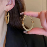 Daiiibabyyy  Vintage Metal Oval Earrings For Women Simple Geometric Circle Pendant Earrings Casual Daily Party Jewelry Accessrise Gifts
