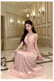 Daiiibabyyy  2026 Summer French Fashion Light Luxury Evening Gown Women V-neck Backless Sexy Sleeveless Satin Dress Chic Elegant Banquet Gown