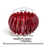 Daiiibabyyy  Exaggerated Wine Red Resin Wide Cuff Bangles Hip Hop Geometric Acrylic Bracelet Bangles For Women Men Ring Jewelry Set
