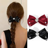 Daiiibabyyy  Fashion Heart Bow Hair Clips for Women - Satin Glitter Hair Accessories, Stylish Hair Ornament for Daily & Party Outfits