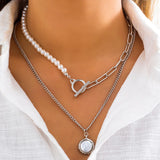 DAIIIBABYYY  -  Baroque Simulated Pearls Long Tassel Pendant Necklace For Women Beaded Link Chain Necklace  Trend Lariat Wedding Jewelry