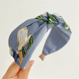 Daiiibabyyy  Wide Fabric Headbands For Women Girls Flower Knotted Hairbands Female Hair Bands Hair Hoops Hair Accessories