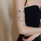 Daiiibabyyy  Korean Ins Star Fringe Open Bangles for Women Temperament Arm Chain Spice Sweet Cool Wind Y2k Fashion Hand Jewelry Goth Girl