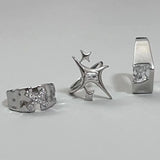 Daiiibabyyy  Harajuku Y2K Shiny Star Cross Crystal Rings for Women Unisex Couple Engagement Ring Party Creative Jewelry