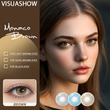 Daiiibabyyy  1 Pair Monaco Blue Color Contact Lenses Color Brown Purple Green Grey Cosmetic Lens Half Yearly Natural Fashion Beauty