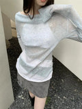DAIIIBABYYY  -  Fairycore Style Fake Two Piece Halter T Shirt Women Long Sleeve Design Elegant Korean Fashion Patchwork Tee Shirt Femme