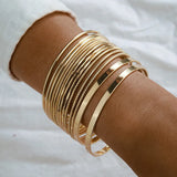 Daiiibabyyy 14 Pieces Set Smooth Stainless Steel Bracelet Bangle For Women Fashion Jewelry Accessories Gift New