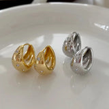Daiiibabyyy  Luxury Top Quality Smooth Star Zircon Hoop Earrings for Women Girls Metal Chunky Sun Rhinestone Ear Buckle Punk Y2K Jewelry