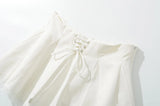 Daiiibabyyy  Holiday Front Cross Lacing up Bandage Bow Zipper Waist Mini Skirt Women White Spliced Lace Hem Ruched Swing A-lined Skirts Black