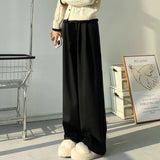 Daiiibabyyy  Solid High Waisted Sweatpants Women Lightweight Casual Spring Fall Wide Leg Pants Fashion Simple Lazy Draped Loose Trousers