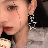 Daiiibabyyy  New Fashion Big Pentagram Pendants Earrings For Women Shiny Crystal Gold Silver Color Charm Jewelry