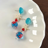 Daiiibabyyy  Funny Contrasting Color Resin Glass Beads Strand Ball Star Hanging Dangle Earrings for Women Wholesale Holiday Jewelry
