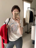 DAIIIBABYYY  -  Casual Style Hand Sewn Shell T-shirt Women's Summer Loose O-neck Short-sleeved T-shirt Fashion Female Clothes