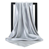 DAIIIBABYYY  -  Imitation Silk Scarf Pure color Women Satin Square Hijab Scarfs For Ladies Luxury Shawl 90*90 Bandana Large Hair Head Scarf