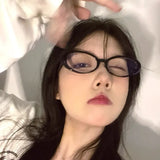DAIIIBABAYYY  -  Black Oval Frame Glasses Women Y2K Girls Retro Narrow Spectacles Vintage Computer Reading Goggles Anti-Blue Light Eyewears