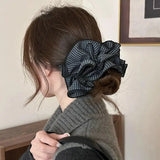 Daiiibabyyy  Maillard Plaid Lace Hair Scrunchies For Womens Girls Ponytail Holder Hair Ties Elastic Hair Rope Hair Accessories